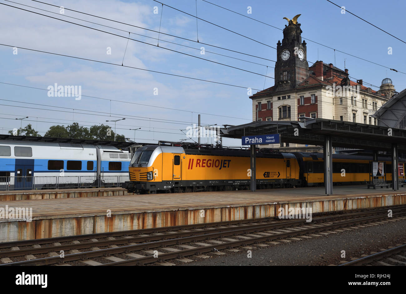 Klasse 193; elektrische Lokomotive; regiojet, Prag main ; Tschechische Republik Stockfoto