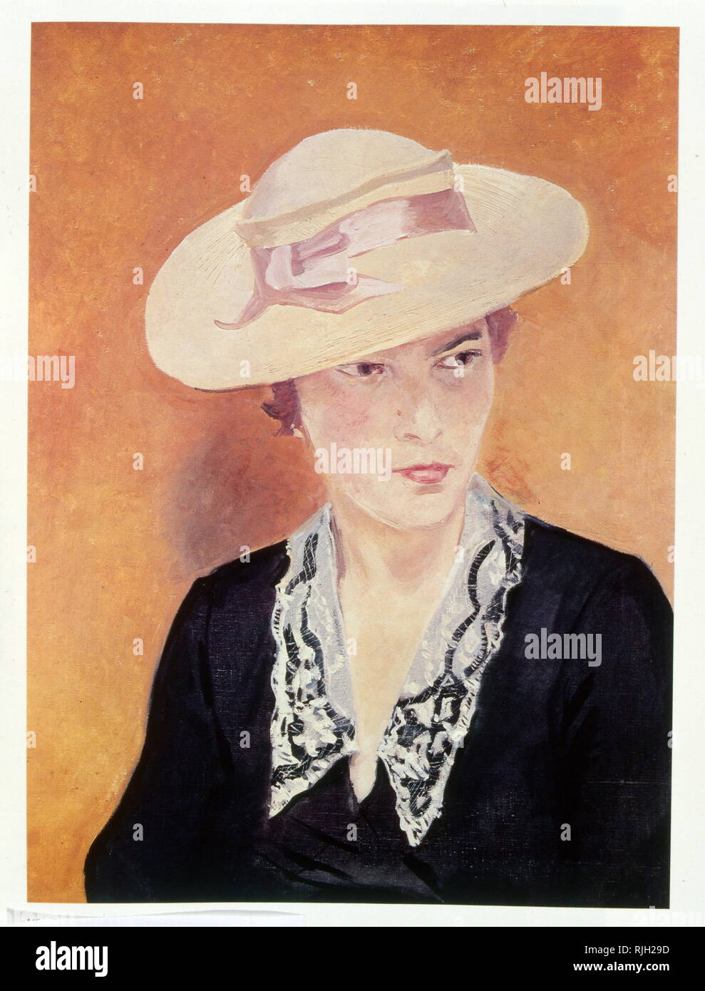 Bildnis einer Dame mit Hut, 1938, von Alexander Deyneka, (1899-1969), sowjetische Russische Sozialistische Realismus Maler, Graphiker, Bildhauer. Stockfoto