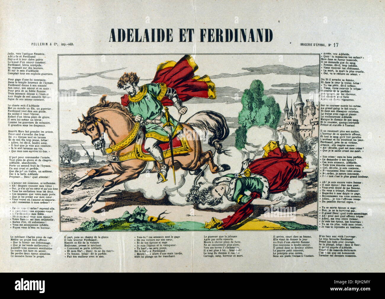 Adelaide et Ferdinand ou les Trois anneaux, Illustration eines französischen Geschichte gedruckt von Imagerie Pellerin, Epinal. 1839 Stockfoto