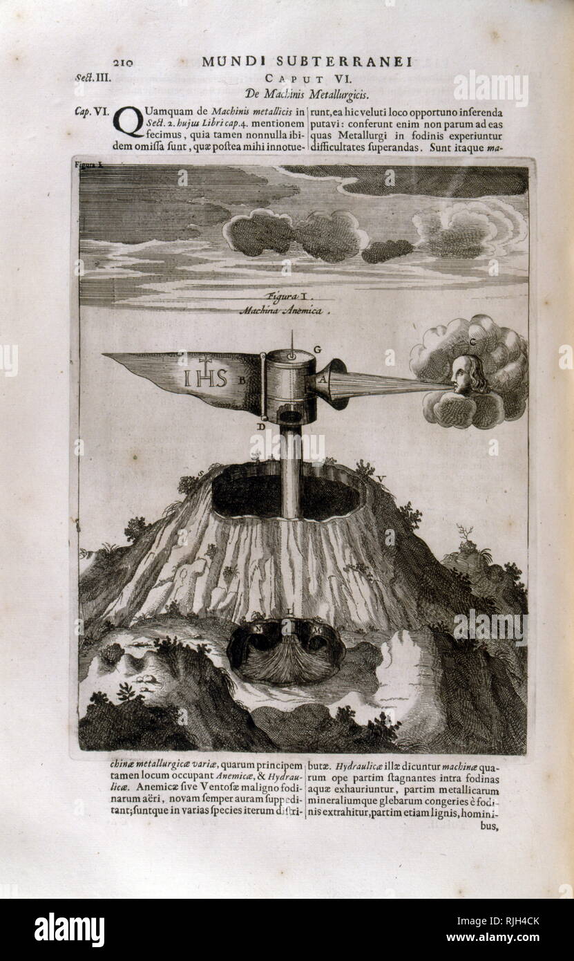 Mundus unterirdischen, quo universae denique naturae divitiae ist ein wissenschaftliches Lehrbuch geschrieben von Athanasius Kircher, und im Jahre 1665 veröffentlicht. Die Arbeit schildert der Erde Geographie Stockfoto