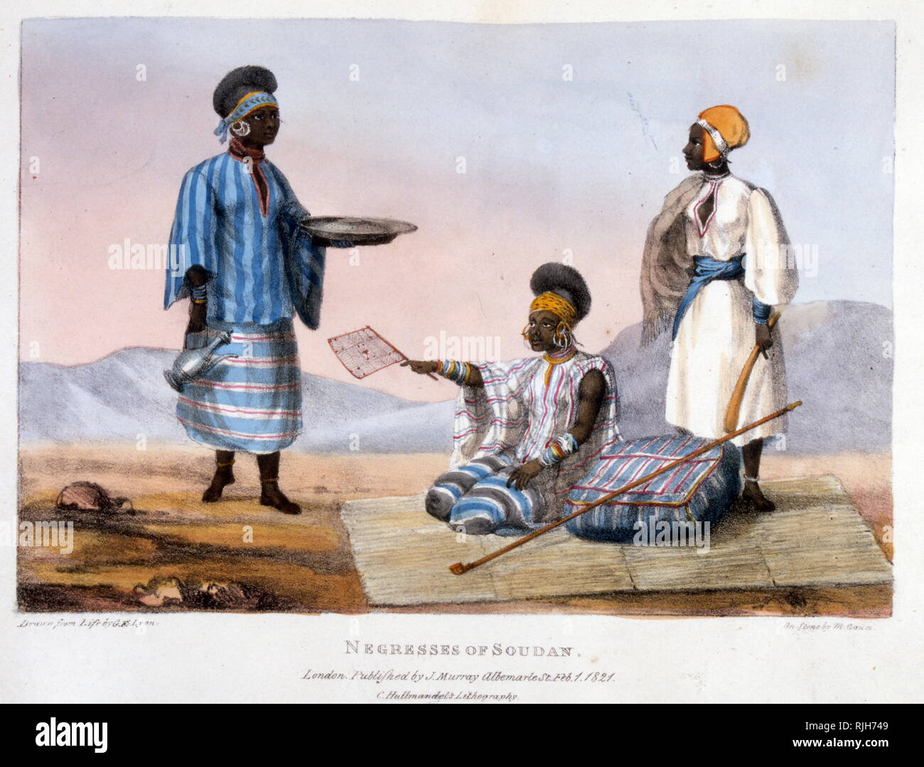 Abbildung zeigt drei Frauen aus Sudan, Ost Afrika. 1821 Stockfoto