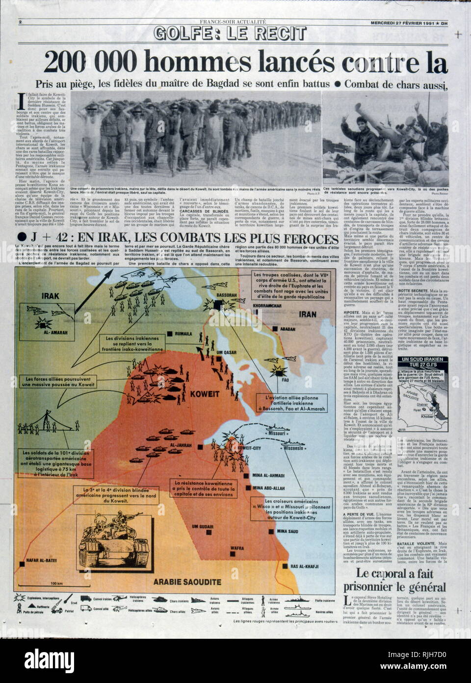 Französische Presse des Golfkriegs und der Operation Desert Storm Februar 1991 Stockfoto