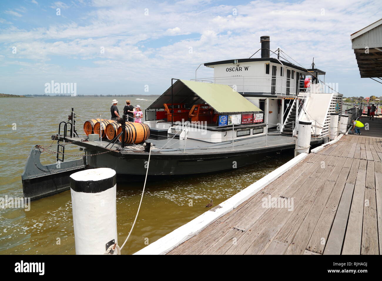 Die PS Oscar W am Goolwa Riverboat center, Victor Harbor, South Australia Stockfoto