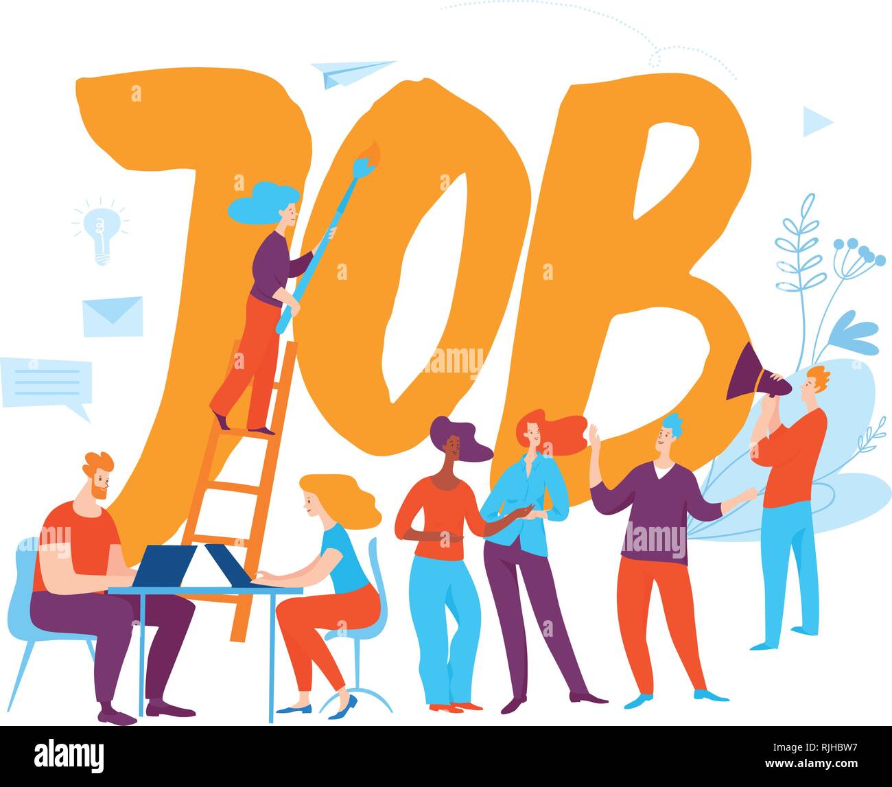 Vektor job cocept Abbildung mit Menschen. Job Poster Stock Vektor