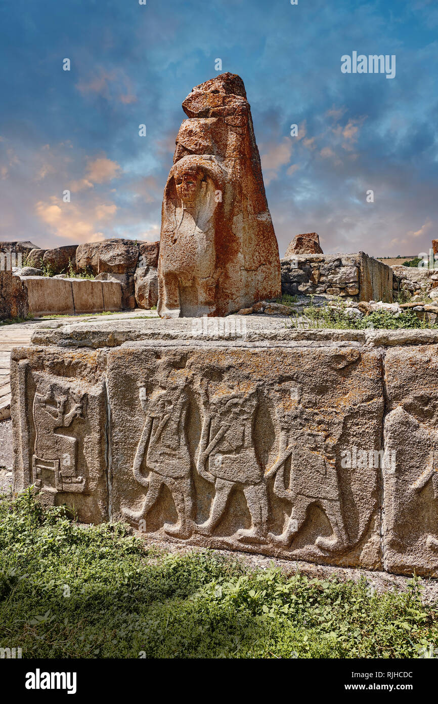 Fotos & Bilder der Sphinx tor Hethiter Skulptur, Alaca Hoyuk (alacahoyuk) Hethiter Ausgrabungsstätte Alaca, Provinz Çorum, Türkei, Auch Bekannt Stockfoto