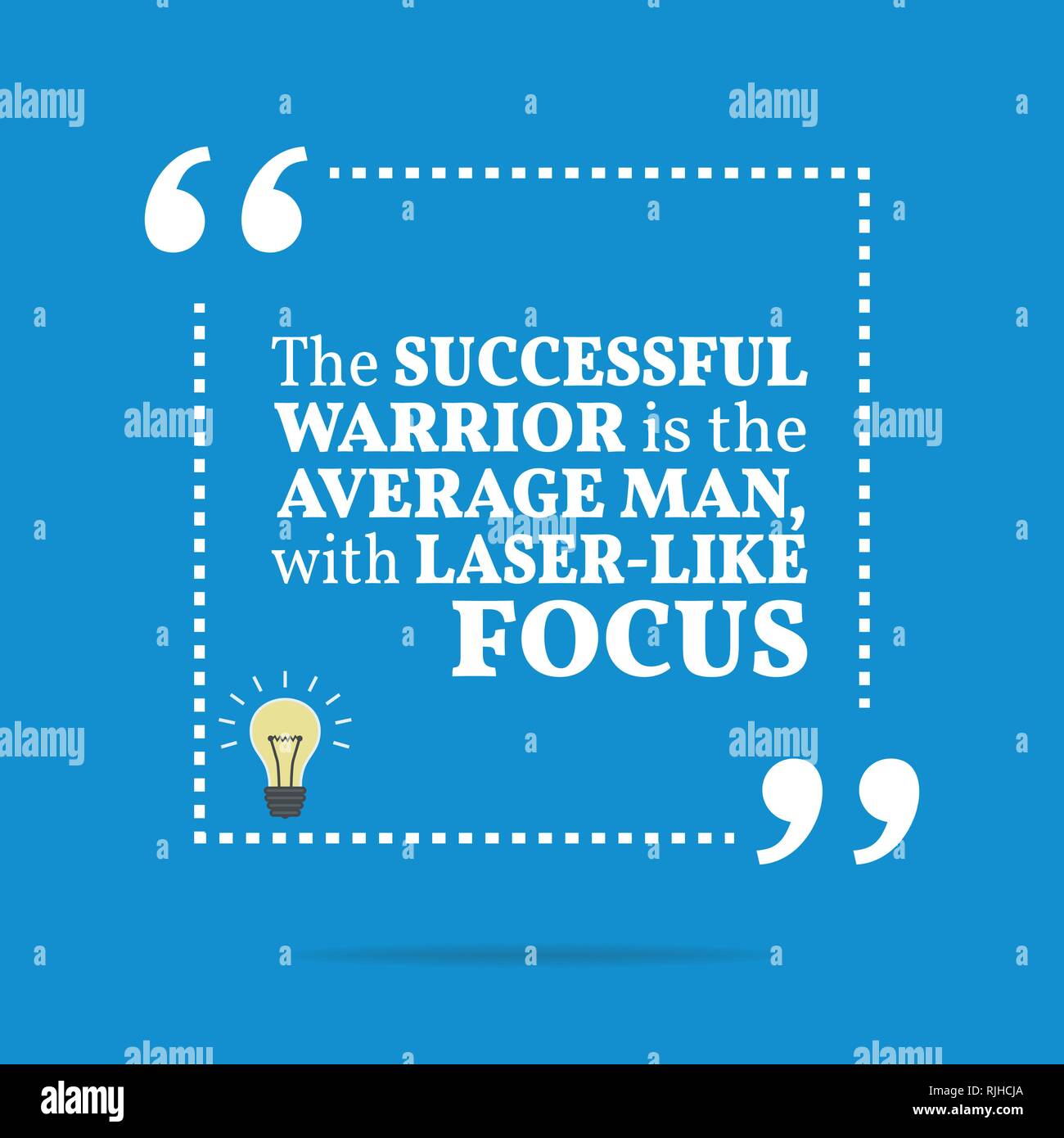 Inspirierend, motivierend Zitat. Der erfolgreiche Krieger ist der durchschnittliche Mann, mit Laser-wie Mittelpunkt. Einfach Trendiges Design. Stock Vektor