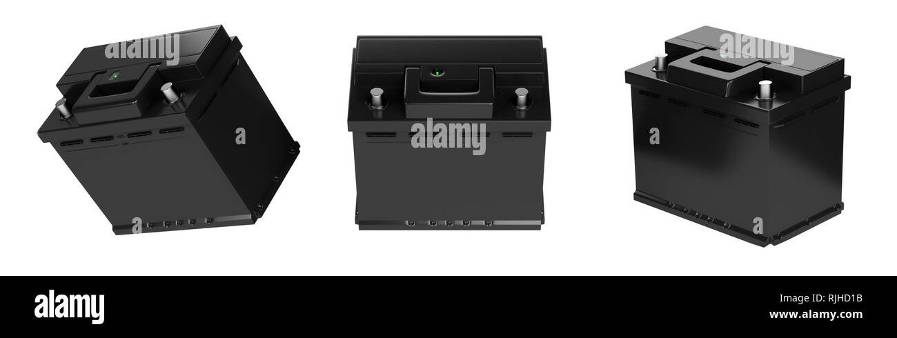 3D-Rendering. Auto Batterie auf weißem Hintergrund. Stockfoto