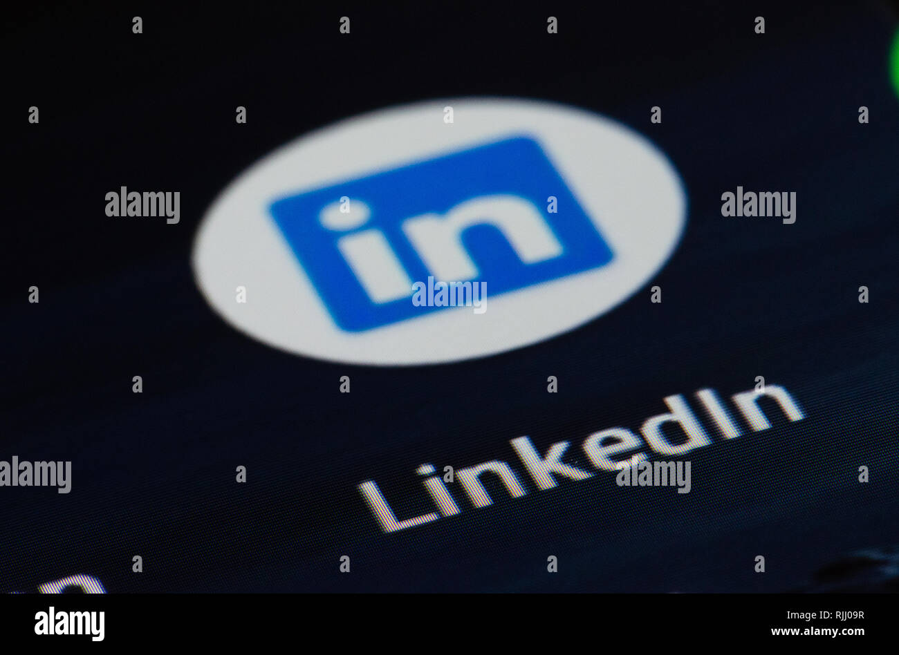 LinkedIn app, Wirtschaft und Beschäftigung ausgerichteten Service, über Websites und mobile Apps arbeitet Stockfoto