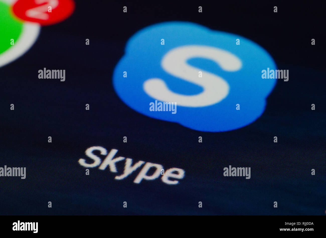 Skype App, Video Chat und Voice Anrufe zwischen Computern, Tabletten, mobile Geräte, die Xbox eine Konsole und smartwatches über das Internet und Anrufe Stockfoto