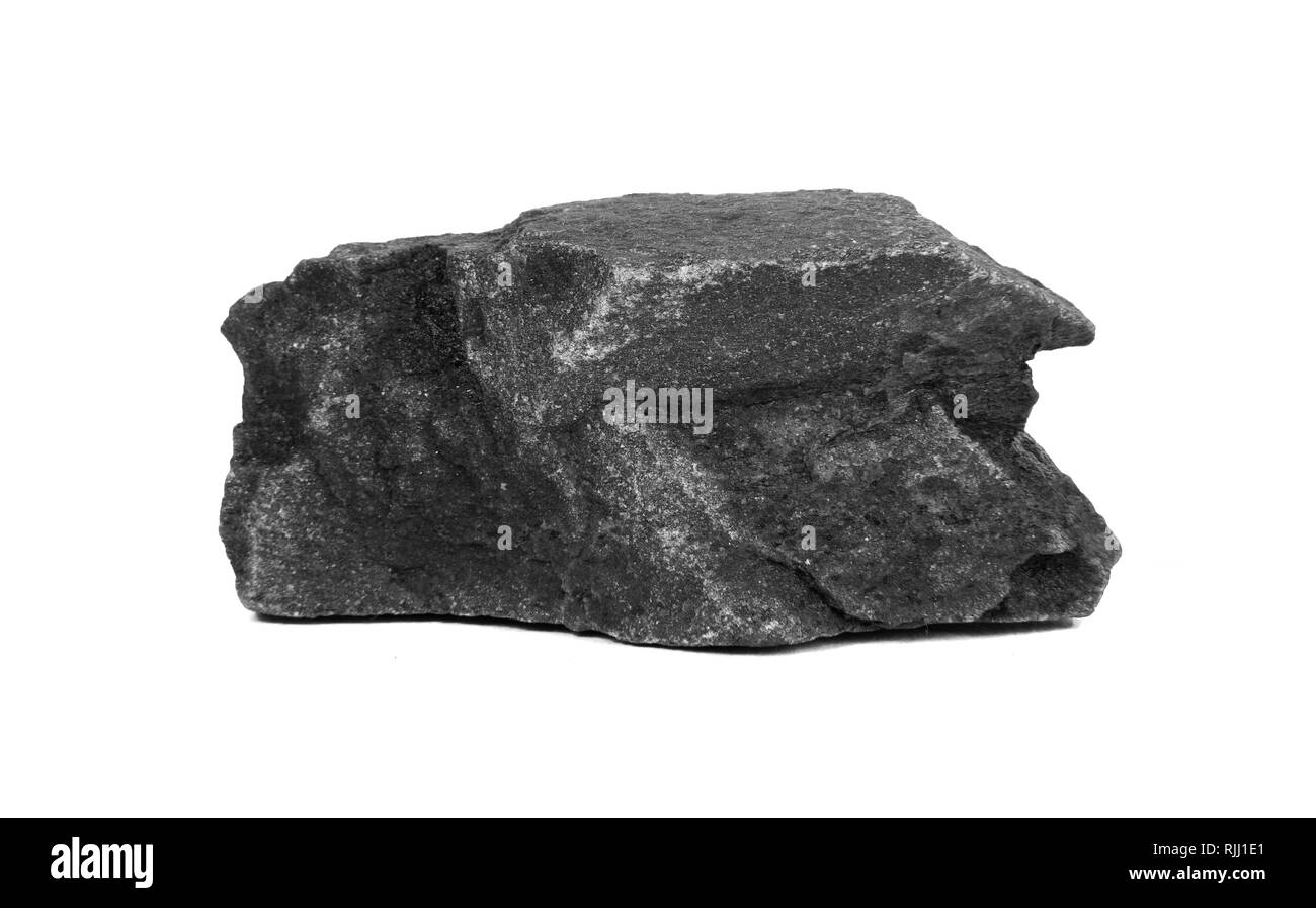 Big Black Rock isoliert auf weißem Hintergrund Stockfoto