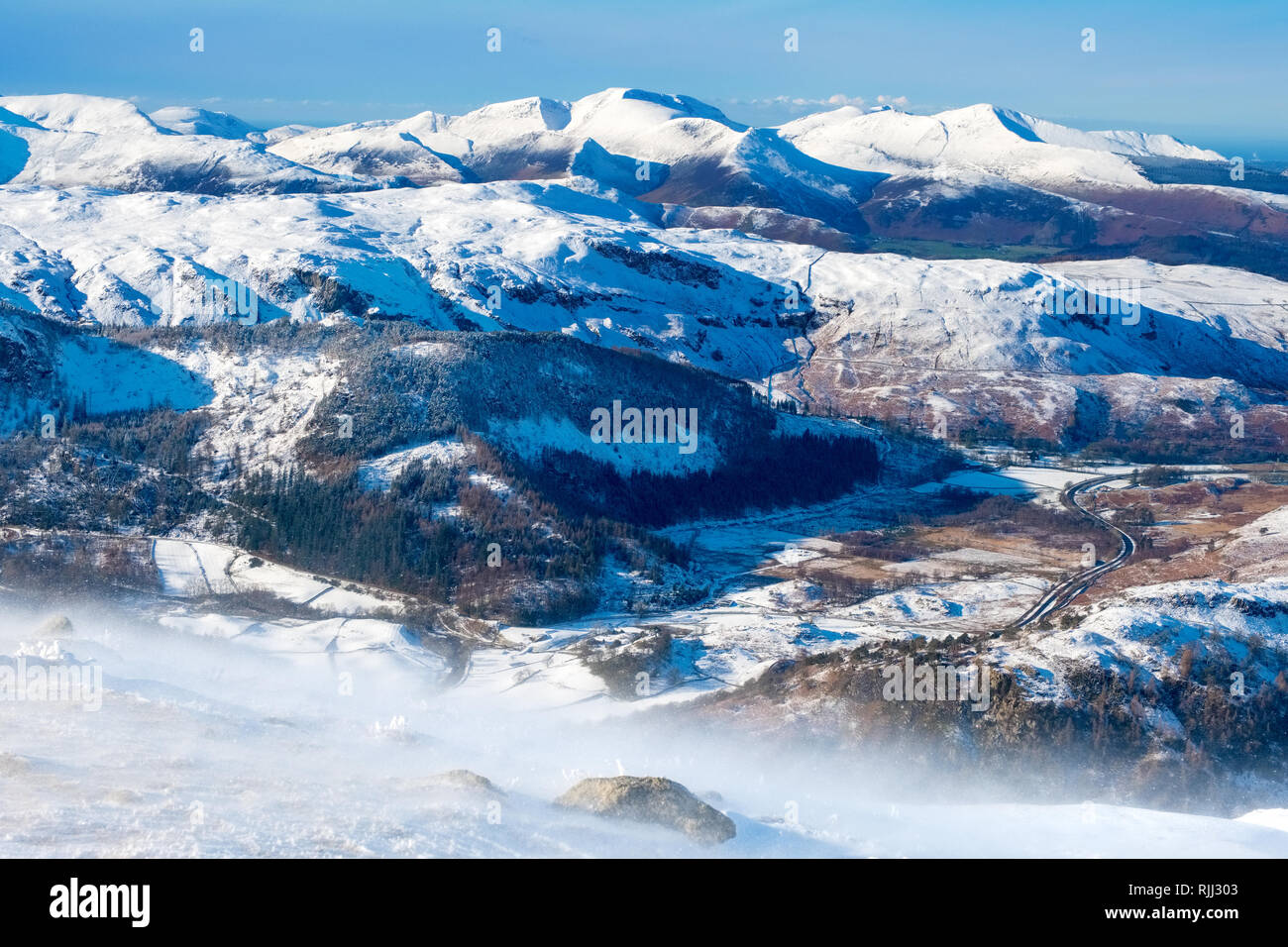 Die Berge des Lake District im Winter Stockfoto