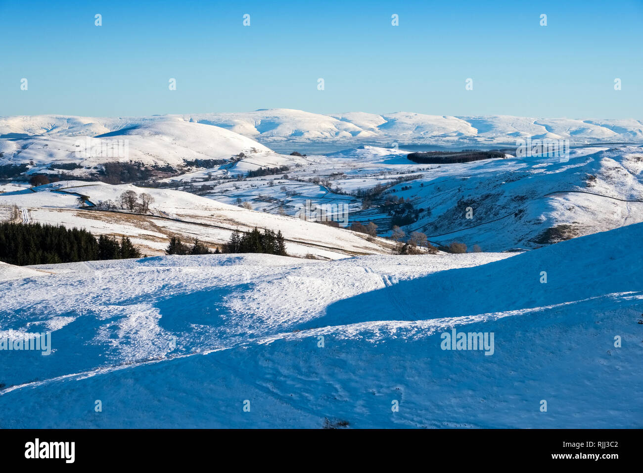 Große Mell fiel und die Pennines mit einer Decke von winter schnee, Nationalpark Lake District, Cumbria, Großbritannien Stockfoto