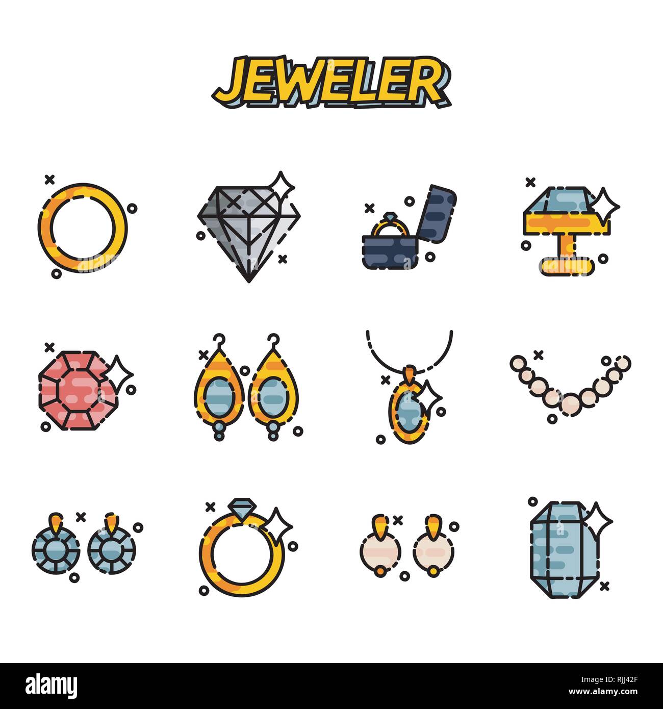 Juwelier Symbole gesetzt. Vector Illustration EPS 10. Stock Vektor