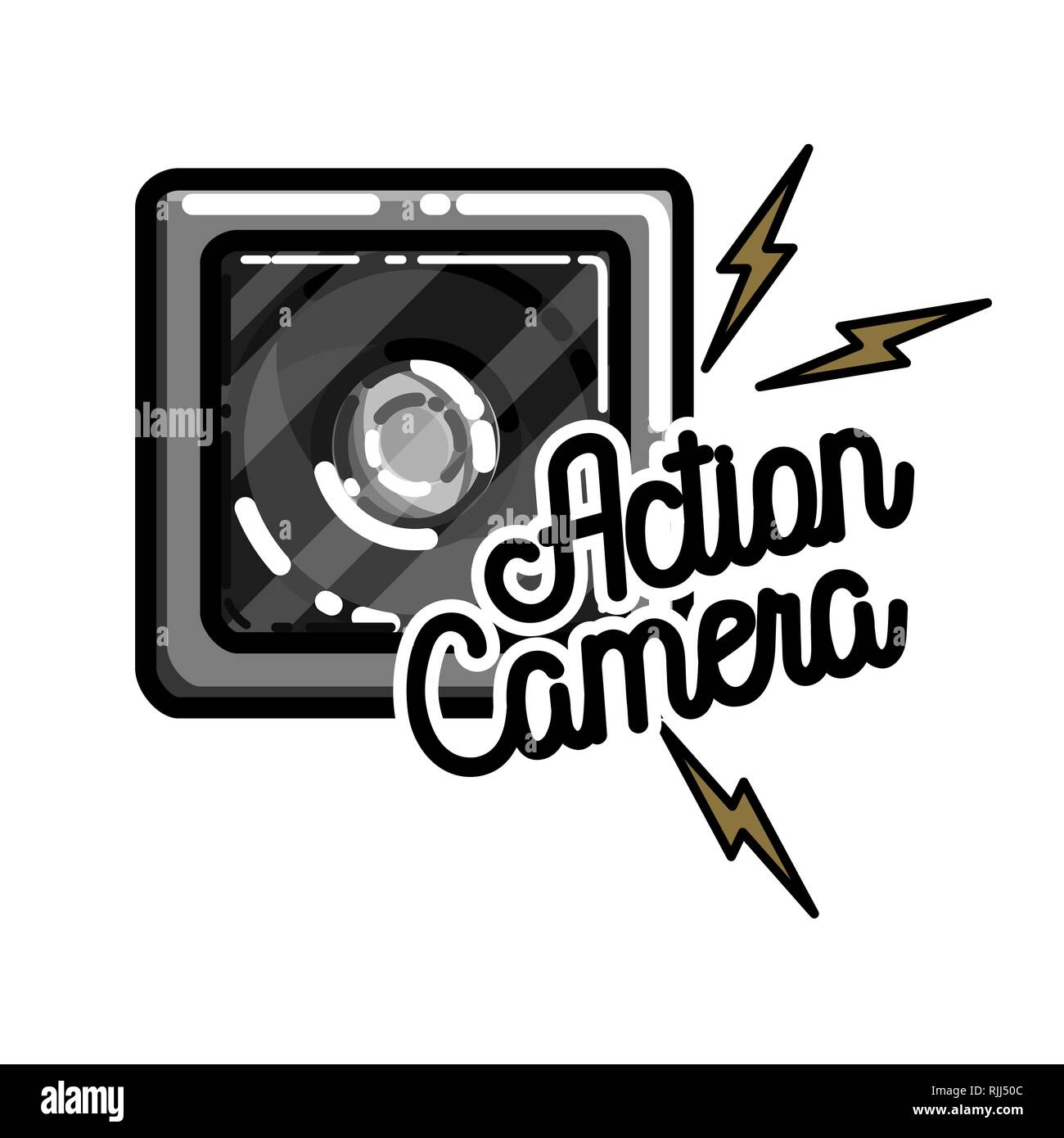 Farbe vintage elektronische Gadgets Emblem. Vector Illustration, EPS 10. Stock Vektor