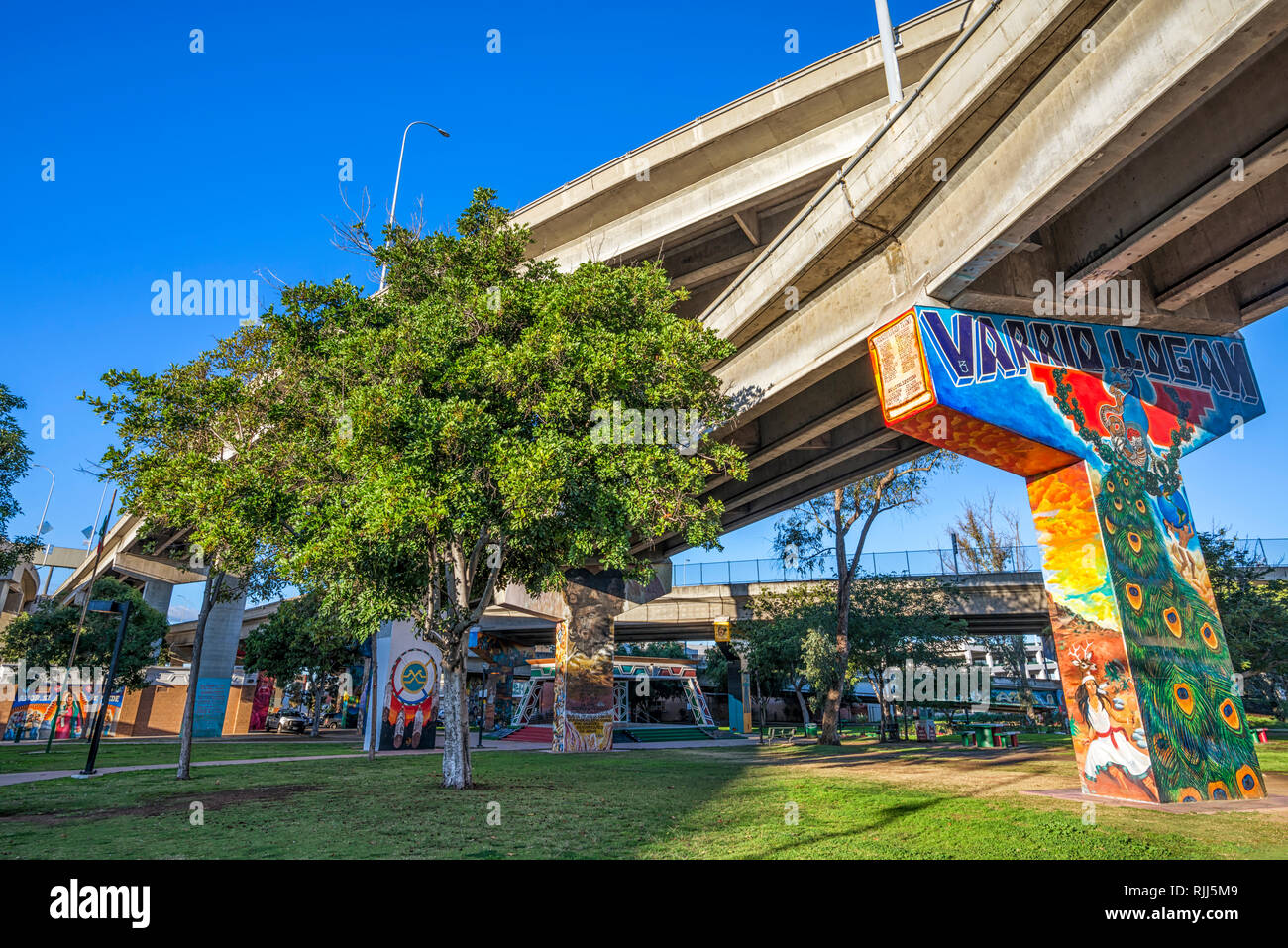 Historische Chicano Park. Barrio Logan, San Diego, Kalifornien, USA. Stockfoto