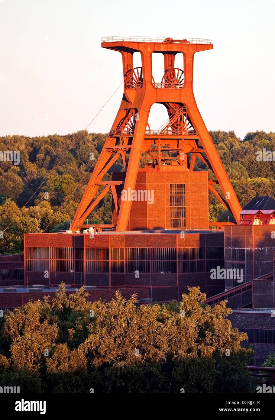 Zeche Zollverein mit dem Förderturm von Schacht XII, Essen, Ruhrgebiet, Nordrhein-Westfalen, Deutschland Stockfoto