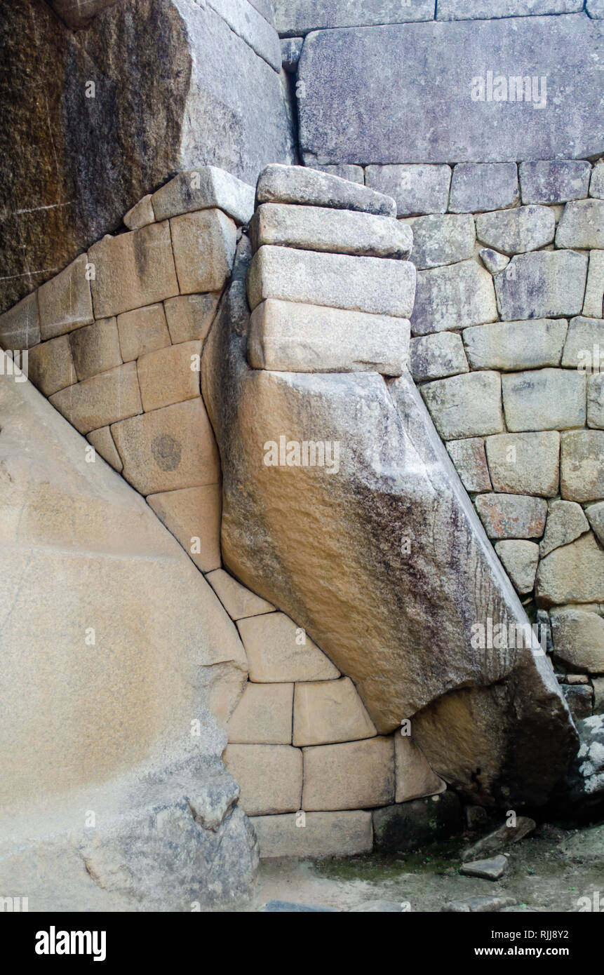 Detail der königlichen Gruft des Machu Picchu Stockfoto