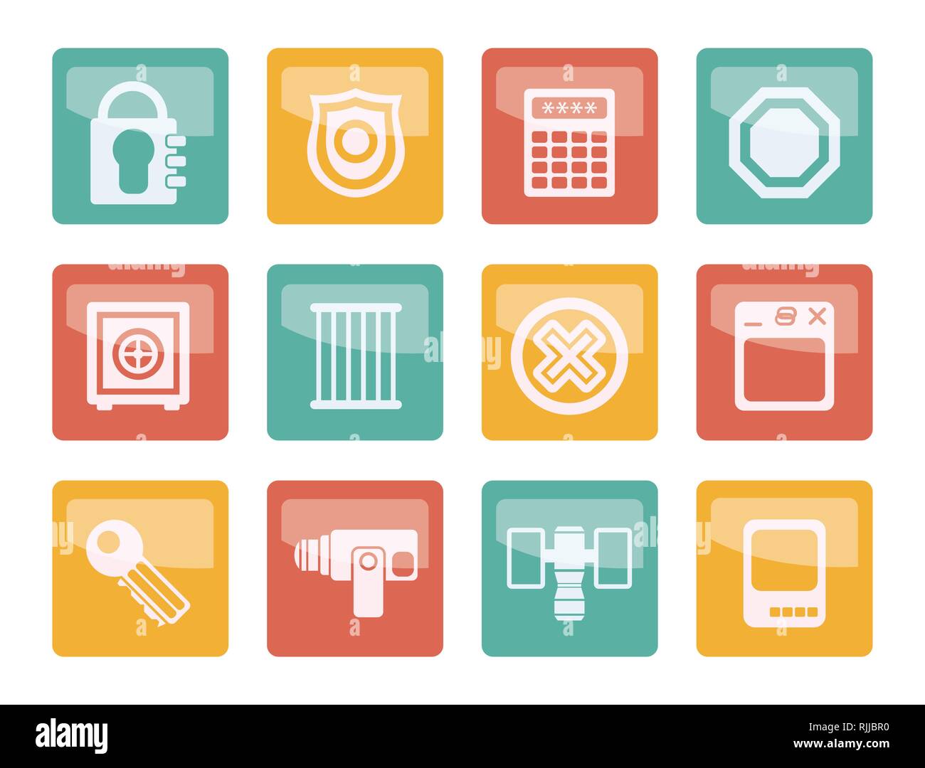 Sicherheit und Business Icons über farbigen Hintergrund - Vektor Icon Set Stock Vektor