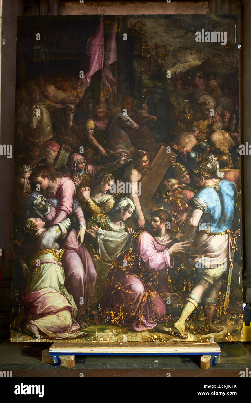 Skulptur von der Kirche Santa Croce Florenz Italien Stockfoto