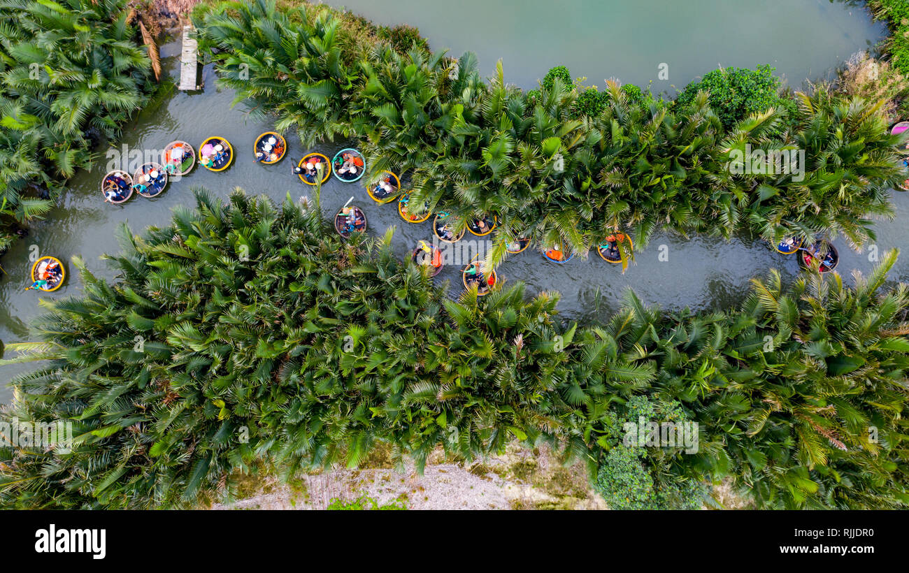 Warenkorb Boot oder Coracle tour, Hoi An, Vietnam Stockfoto