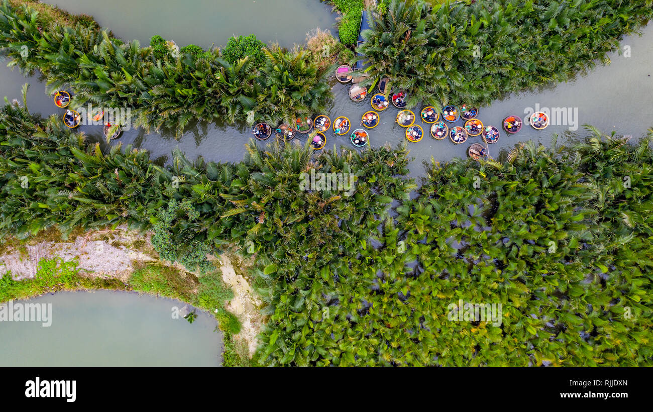 Warenkorb Boot oder Coracle tour, Hoi An, Vietnam Stockfoto