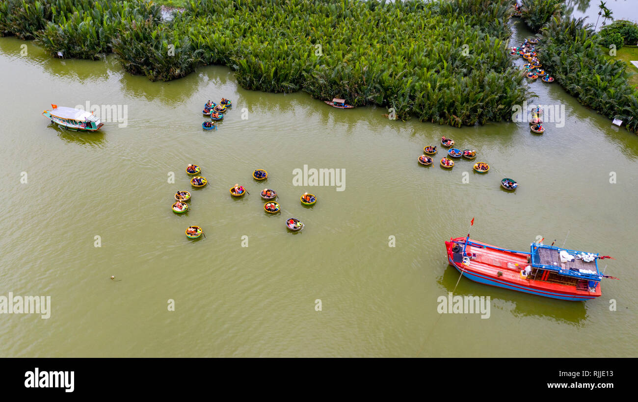 Warenkorb Boot oder Coracle tour, Hoi An, Vietnam Stockfoto