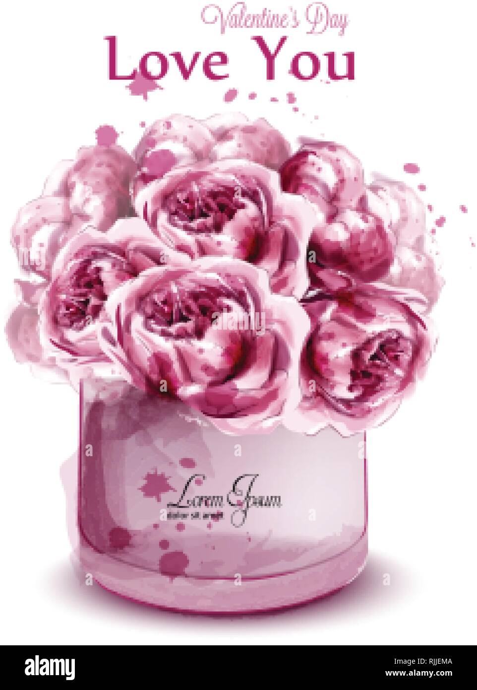 Rosa pfingstrose Blumen Aquarell banner Vektor. Exotische Blumen Blumenstrauß Einladung. Hochzeit event Stock Vektor