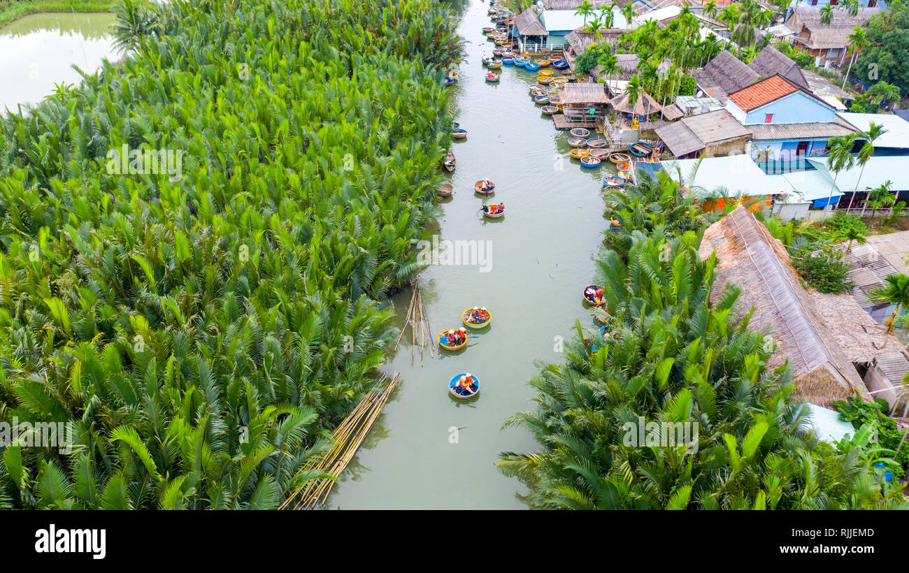 Warenkorb Boot oder Coracle tour, Hoi An, Vietnam Stockfoto