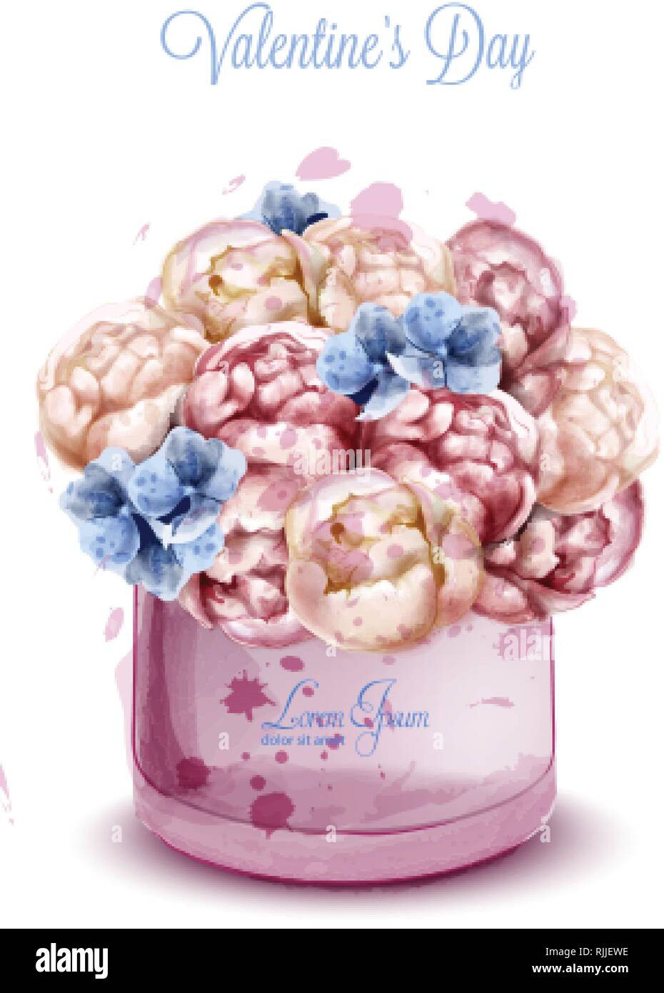 Bunte pfingstrose Blumen Aquarell blumenstrauß Vektor. florales Dekor Einladung. Hochzeit event Stock Vektor