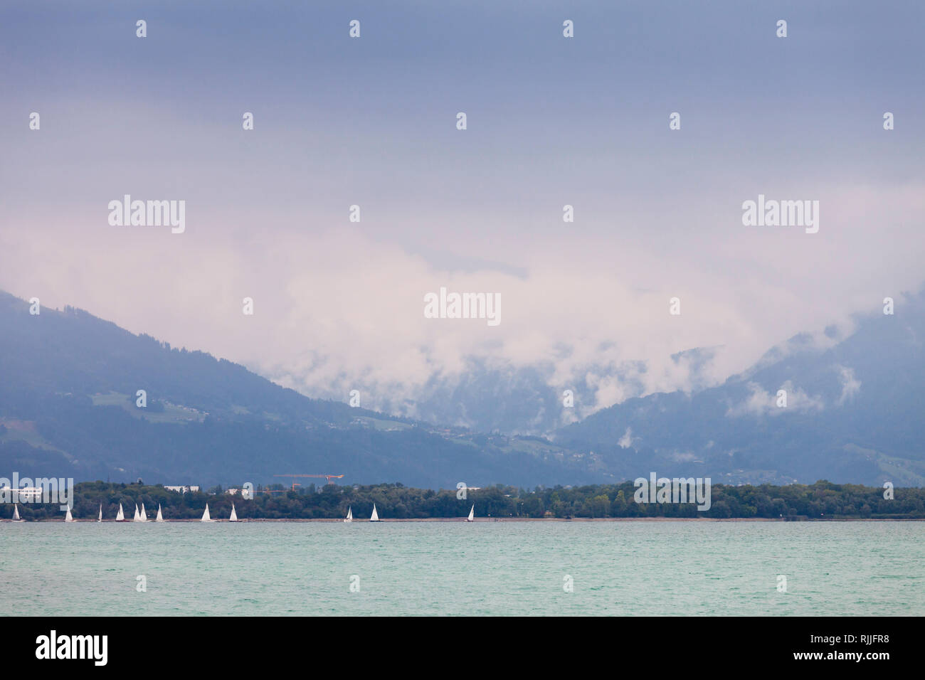 Abendlicht am Bodensee, Bayern, Deutschland, Europa Stockfoto