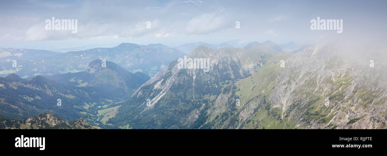 Blick vom Nebelhorn, Allgäuer Alpen, Allgäu, Bayern, Deutschland, Europa Stockfoto