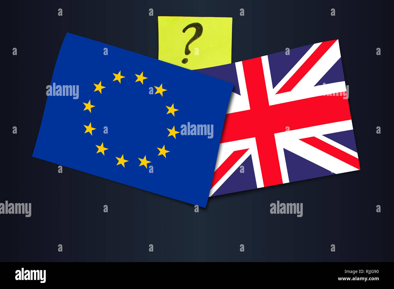 Brexit Deal Abstimmung - Flagge von dem Vereinigten Königreich und der Europäischen Union Stockfoto