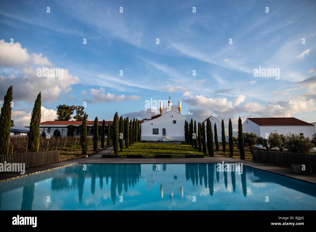 Der Torre de Palma Wein Hotel gesehen vom Schwimmbad Stockfoto