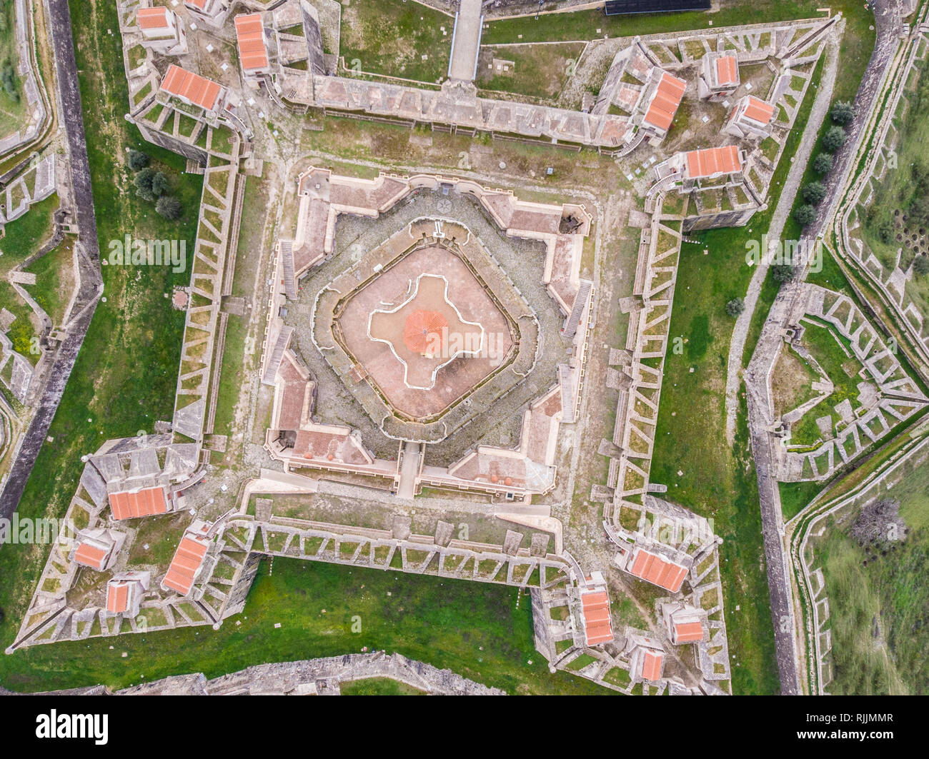 Luftaufnahme von Fort von Santa Luzia in Alentejo, Portugal Stockfoto