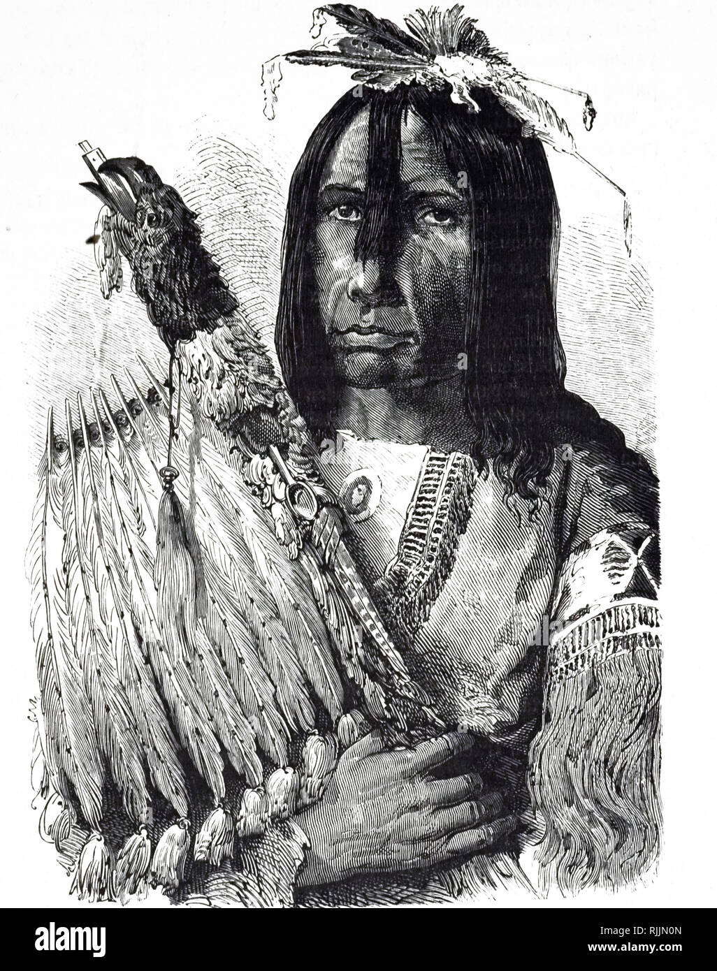 Ein kupferstich mit der Darstellung eines Native American Chief der Creek Indianer. Vom 19. Jahrhundert Stockfoto