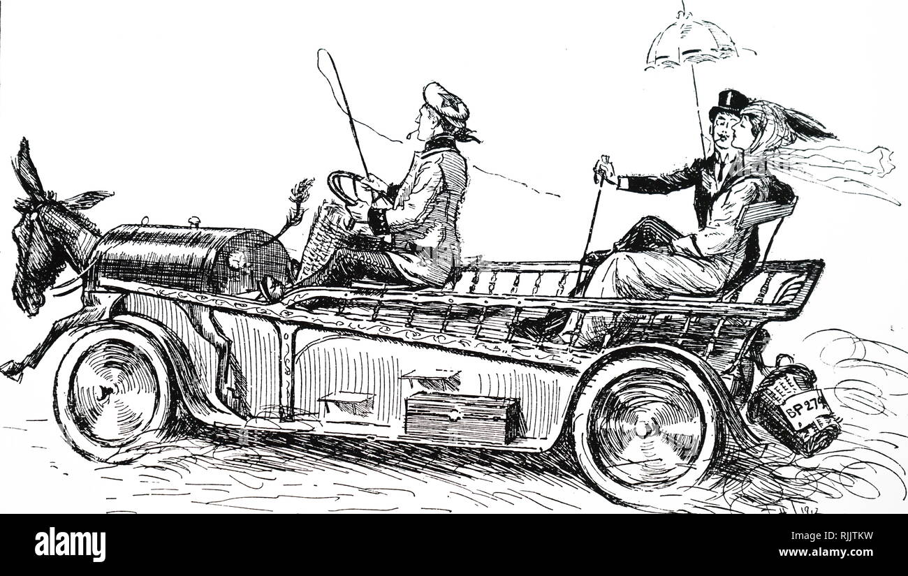 Eine Karikatur kommentieren Erläuterungen H.G.Wells' über auffällige Ausgaben. Vom 20. Jahrhundert Stockfoto