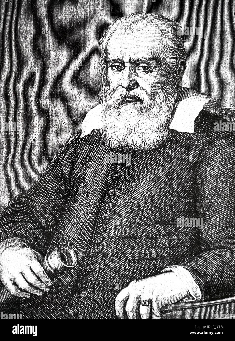 Portrait von Galileo Galilei (1564 - 1642); italienischer Universalgelehrten. Für seine Arbeit als Astronom, Physiker, Ingenieur, Philosoph und Mathematiker, Galileo ist der "Vater der beobachtenden Astronomie" genannt wurde. 1630 Stockfoto