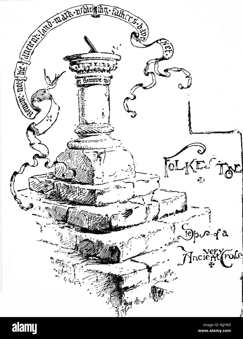 Eine Gravur, die horizontale und vertikale wählt: Kopie des siebzehnten Jahrhunderts Einwahl von Exeter, und der Däne John Dial in Canterbury. Vom 19. Jahrhundert Stockfoto