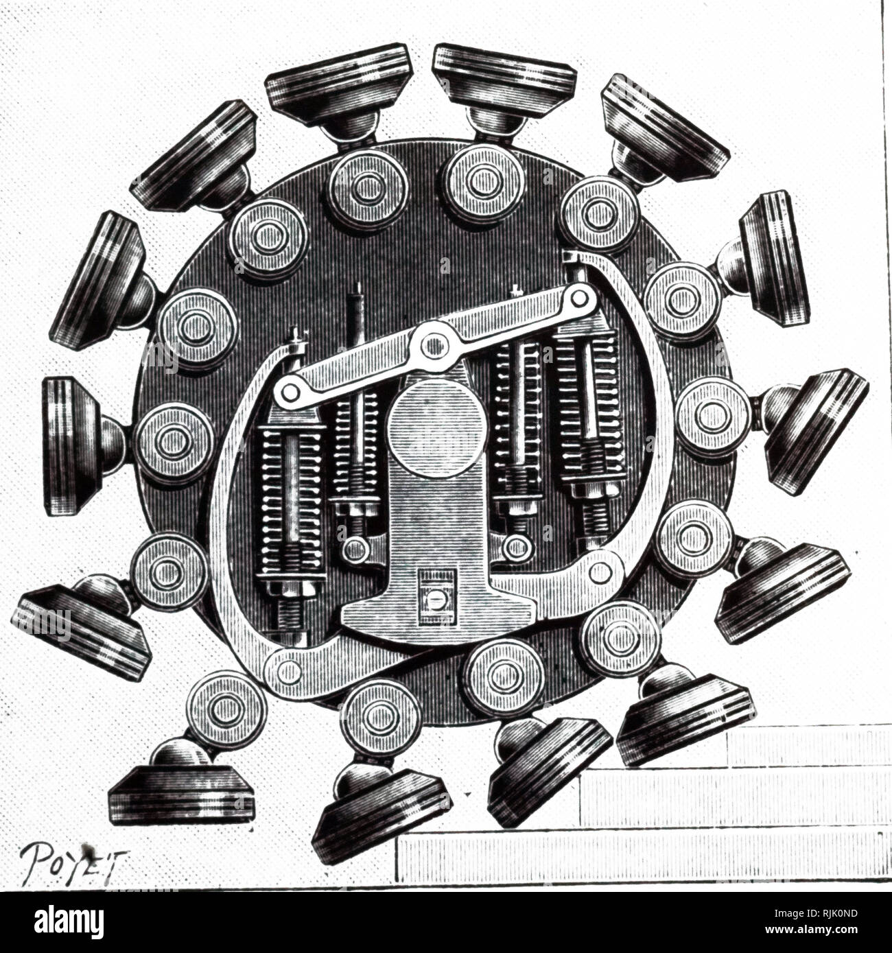 Ein kupferstich mit der Darstellung eines pedrail, eine Form der Traktion erfunden von Joseph Bramah Diplock, angewandte hier zu einem Traktor. Joseph Bramah Diplock (1857-1918) ein englischer Erfinder. Vom 20. Jahrhundert Stockfoto