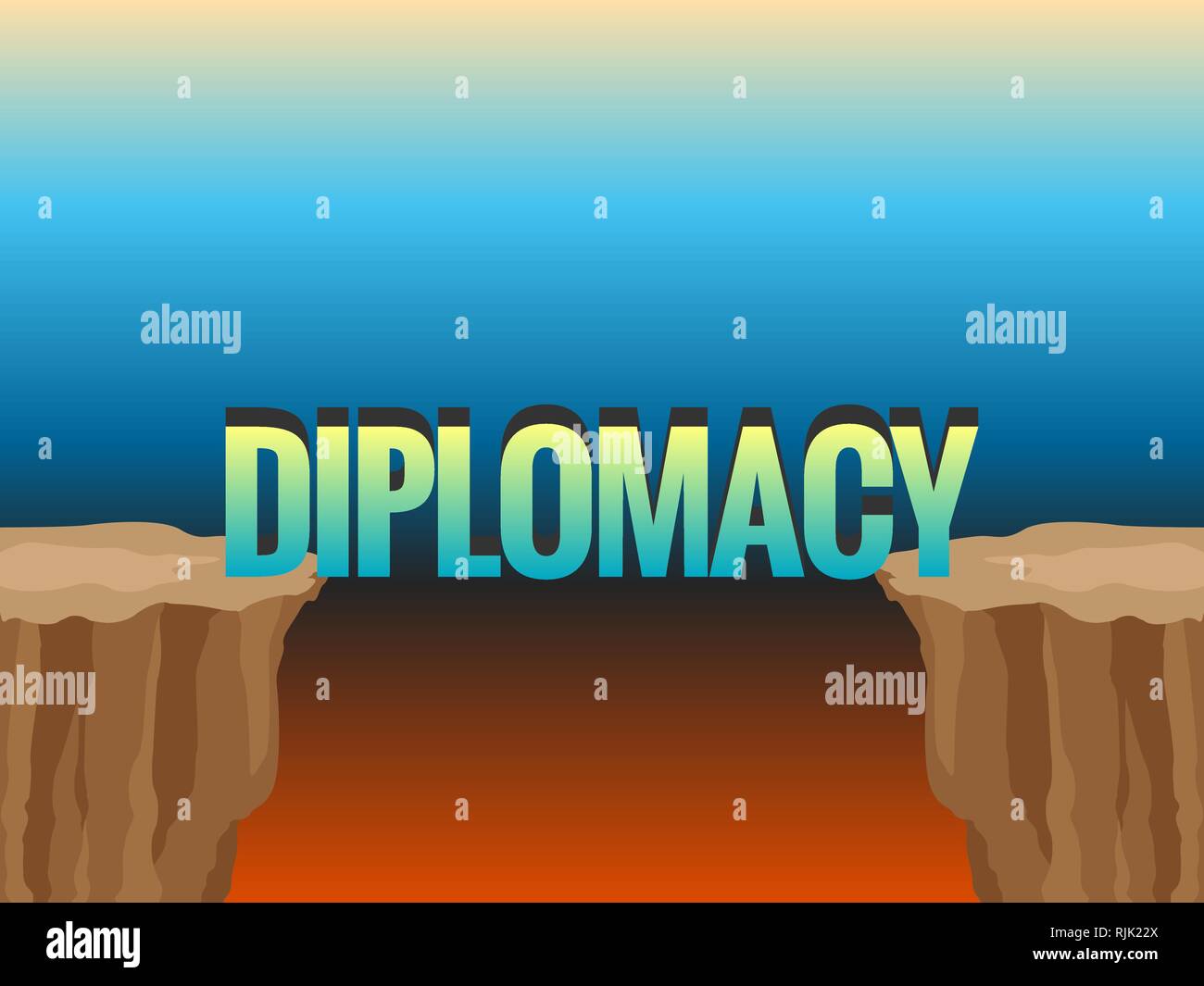 Abgrund und Wort Diplomatie als Brücke. Konzept Abbildung Stock Vektor