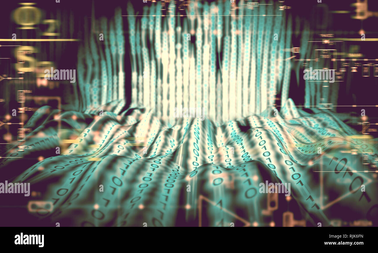 Computing und Technik Hintergrund. Wave und virtuellen Oberfläche. 3D-Darstellung Stockfoto
