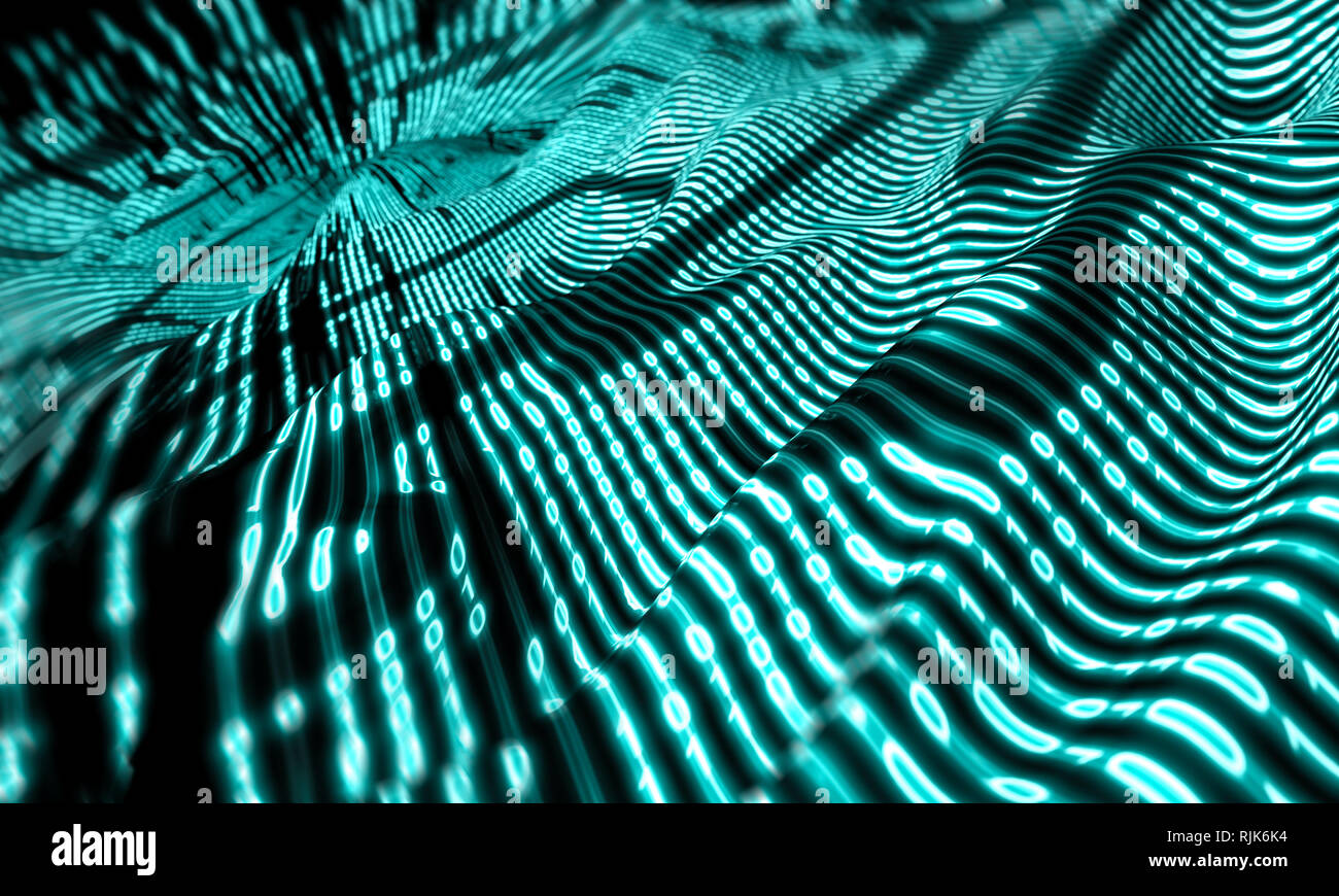 Computing und Technik Hintergrund. Wave und virtuellen Oberfläche. 3D-Darstellung Stockfoto