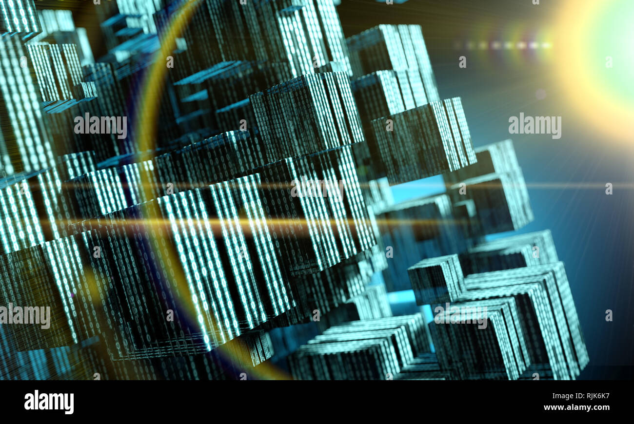Computing und Technik Hintergrund. 3D-Darstellung Stockfoto