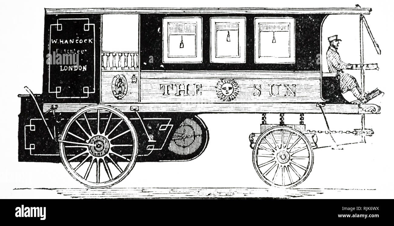 Eine Gravur, Hancock's Dampf Omnibus. Vom 19. Jahrhundert Stockfoto