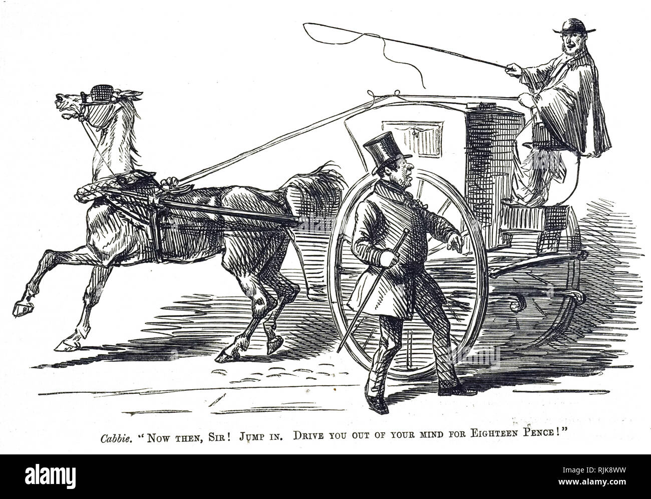 Cartoon, das eine Hackney Busfahrer. Vom 19. Jahrhundert Stockfoto
