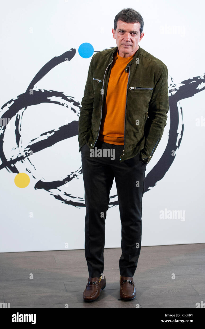 Madrid, Spanien. 06 Feb, 2019. Antonio Banderas auf einer Pressekonferenz des Teatro del Soho Caixabank auf des Musicals "A Chorus Line". Madrid, 06.02.2018 | Verwendung der weltweiten Kredit: dpa/Alamy leben Nachrichten Stockfoto