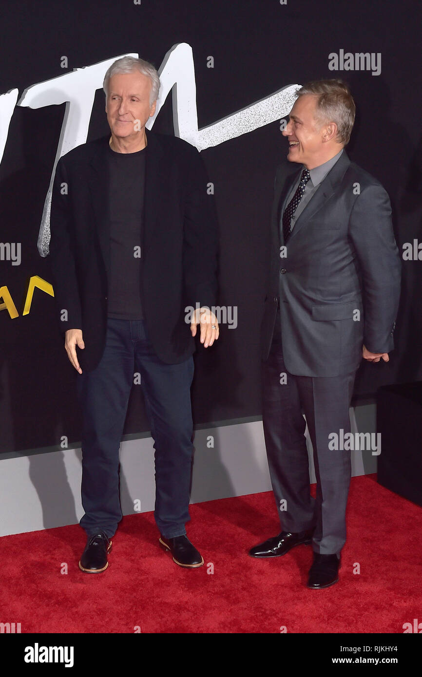 Los Angeles, USA. 05 Feb, 2019. James Cameron und Christoph Waltz bei der Premiere des Films "Alita: Battle Angel' an der Westwood Village Regency Theater. Los Angeles, 05.02.2019 | Verwendung der weltweiten Kredit: dpa/Alamy leben Nachrichten Stockfoto