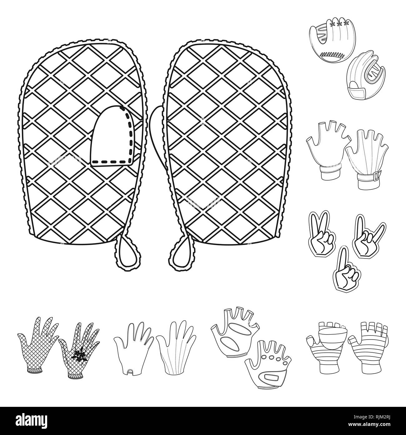 Vektor Design Zubehör- und Stil. Satz Zubehör und charakteristische Vektor Symbol für das Lager. Stock Vektor