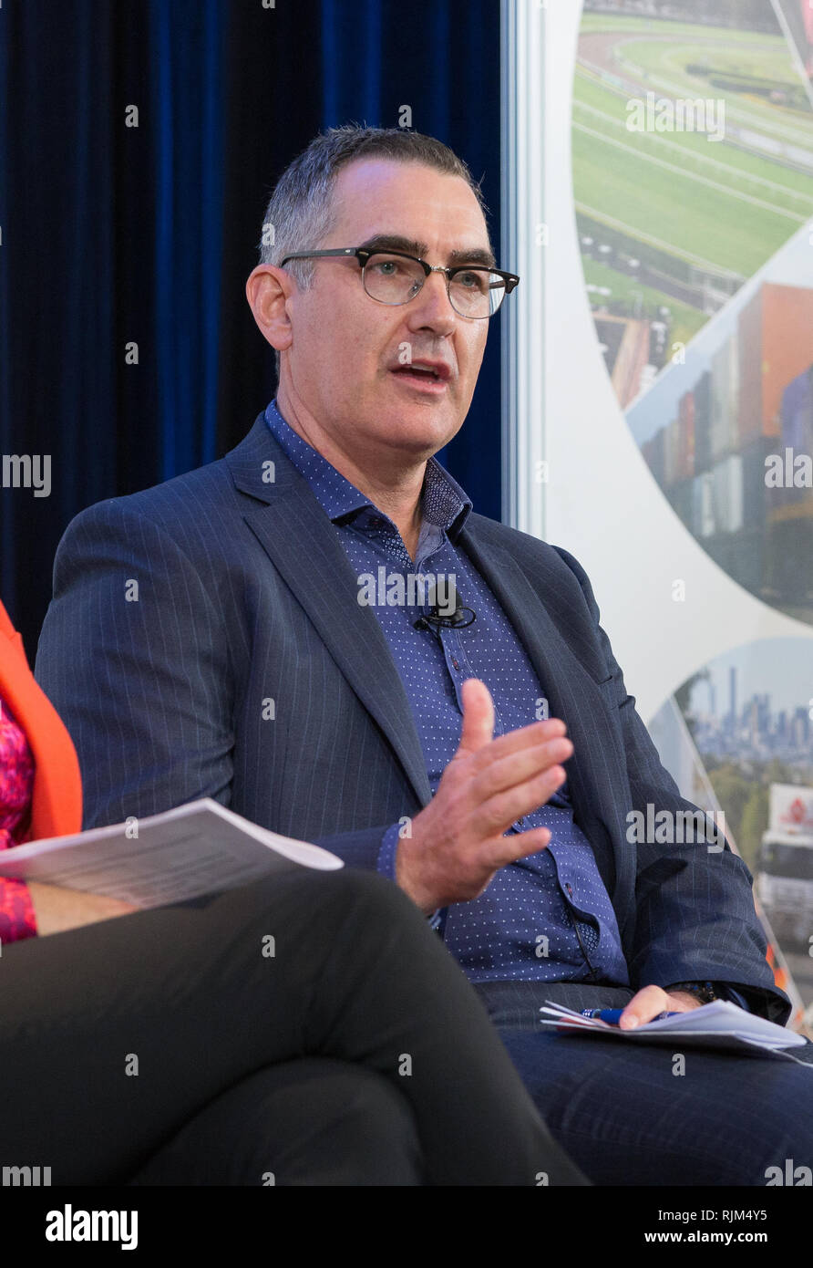 Paul Scurrah, CEO von Pacific National, spricht auf einer Geschäftsveranstaltung in Sydney, 2018. Stockfoto