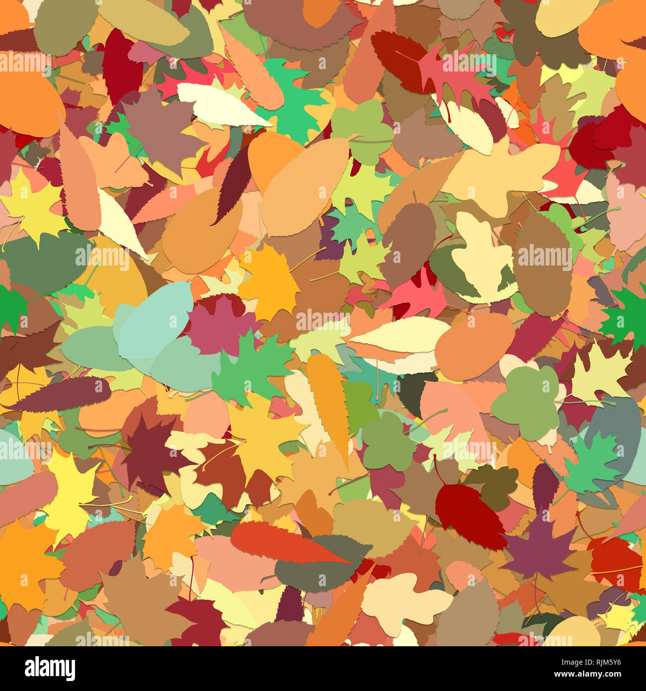 Bunter Haufen der Blätter im Herbst als Illustration ermöglicht eine nahtlose kachelbare Muster Stockfoto